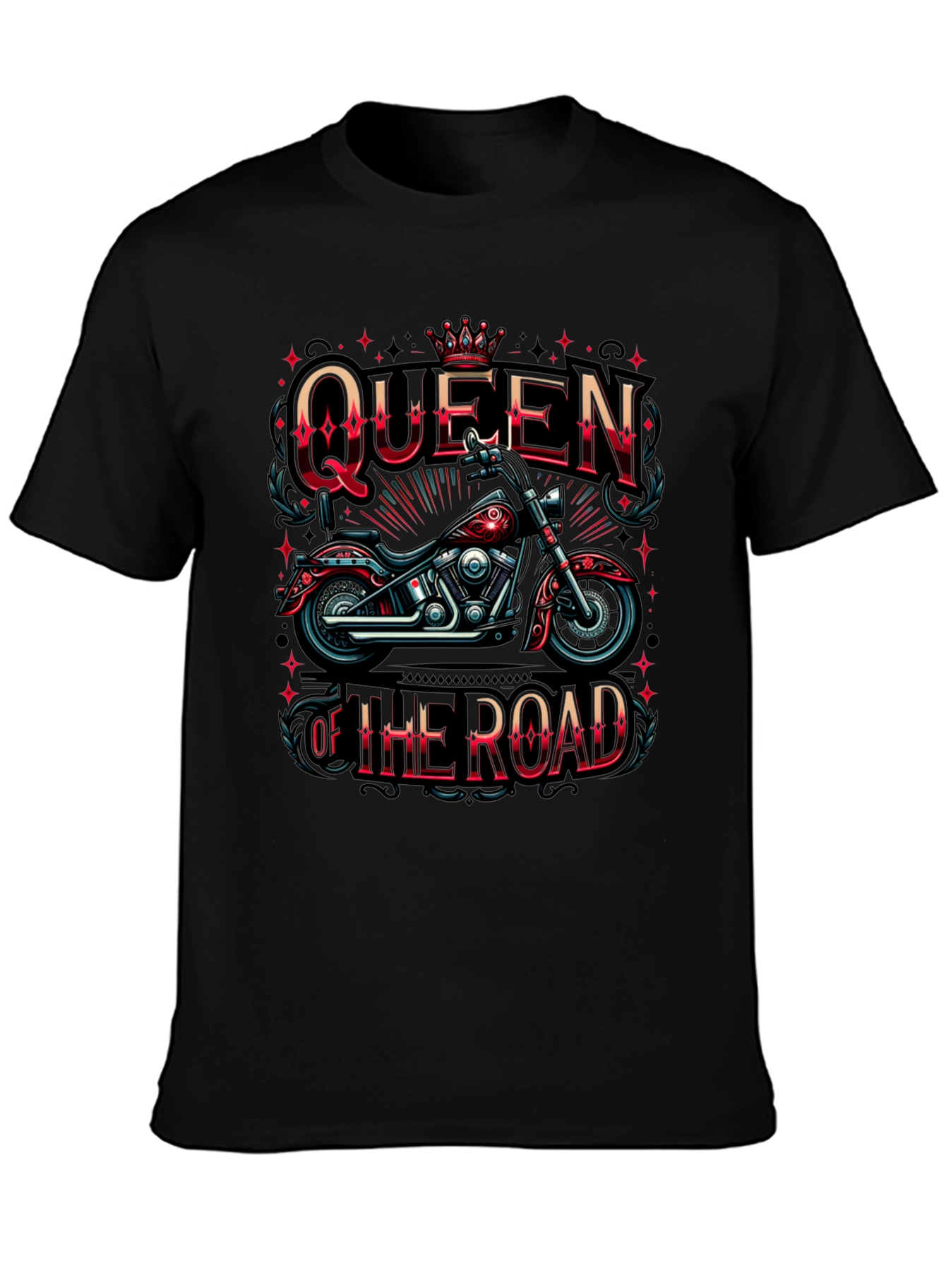 Queen of the Road Motorcycle Graphic T-Shirt