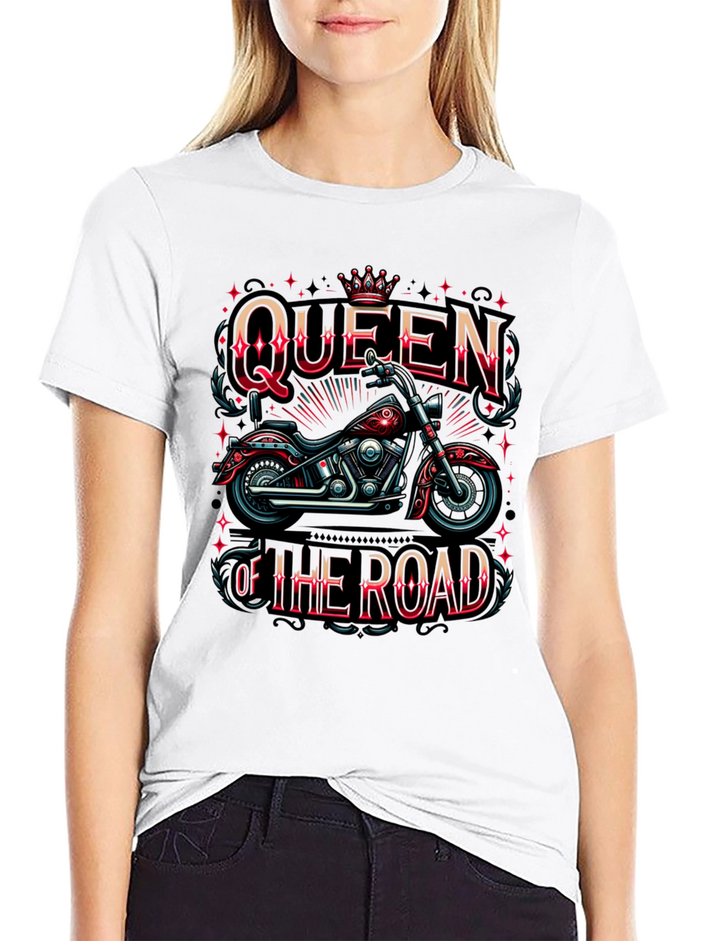 Queen of the Road Motorcycle Graphic T-Shirt
