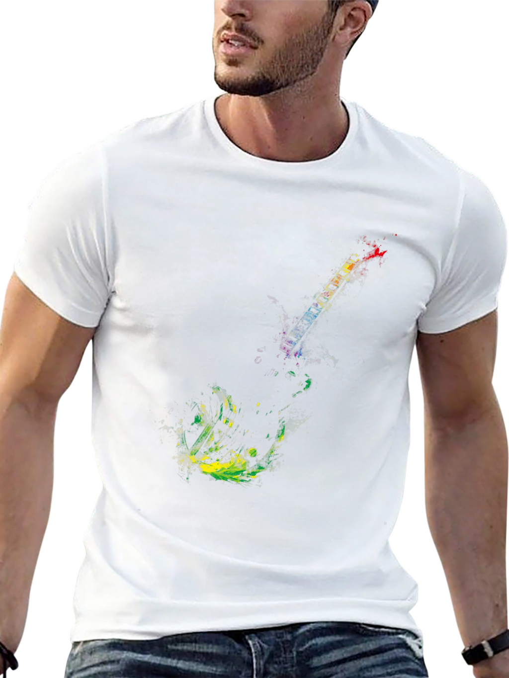 Abstract Guitar Graphic Black T-Shirt