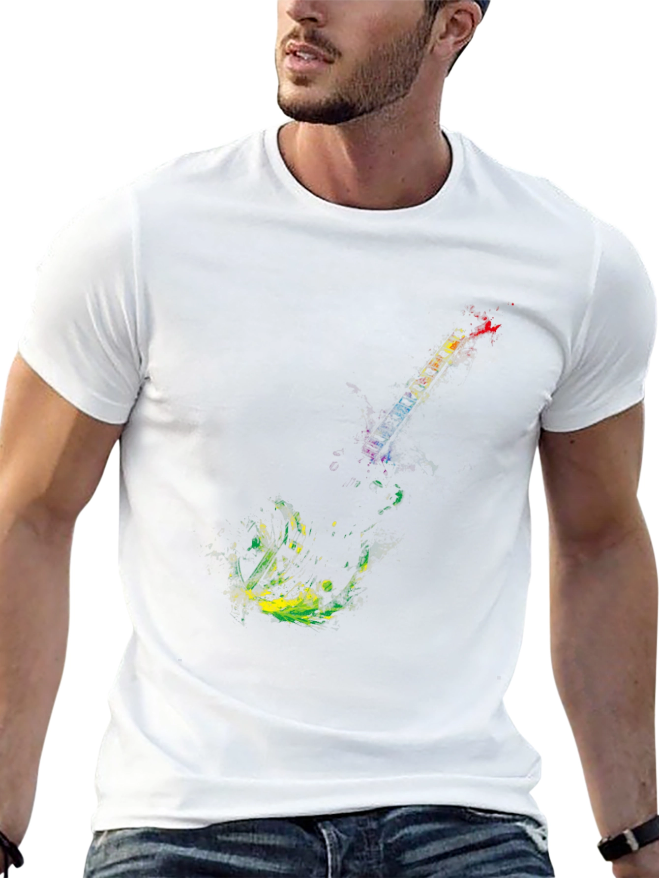 Abstract Guitar Graphic Black T-Shirt