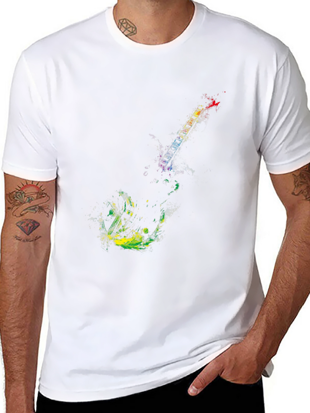 Abstract Guitar Graphic Black T-Shirt