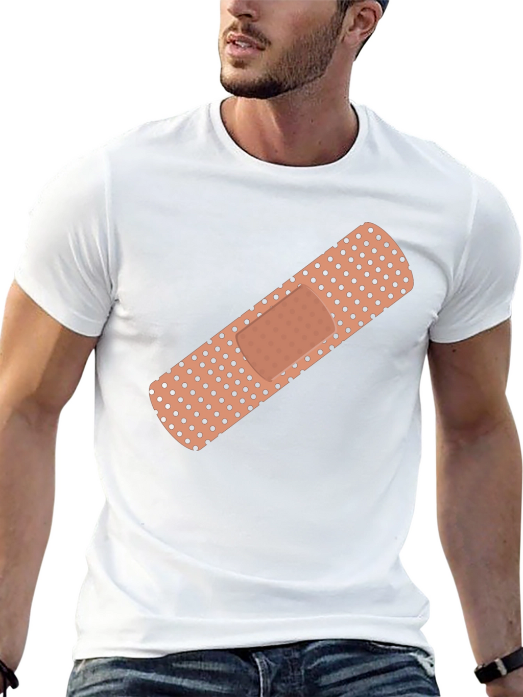 Novelty Bandage Graphic Tee - Stylish Comfort Fit