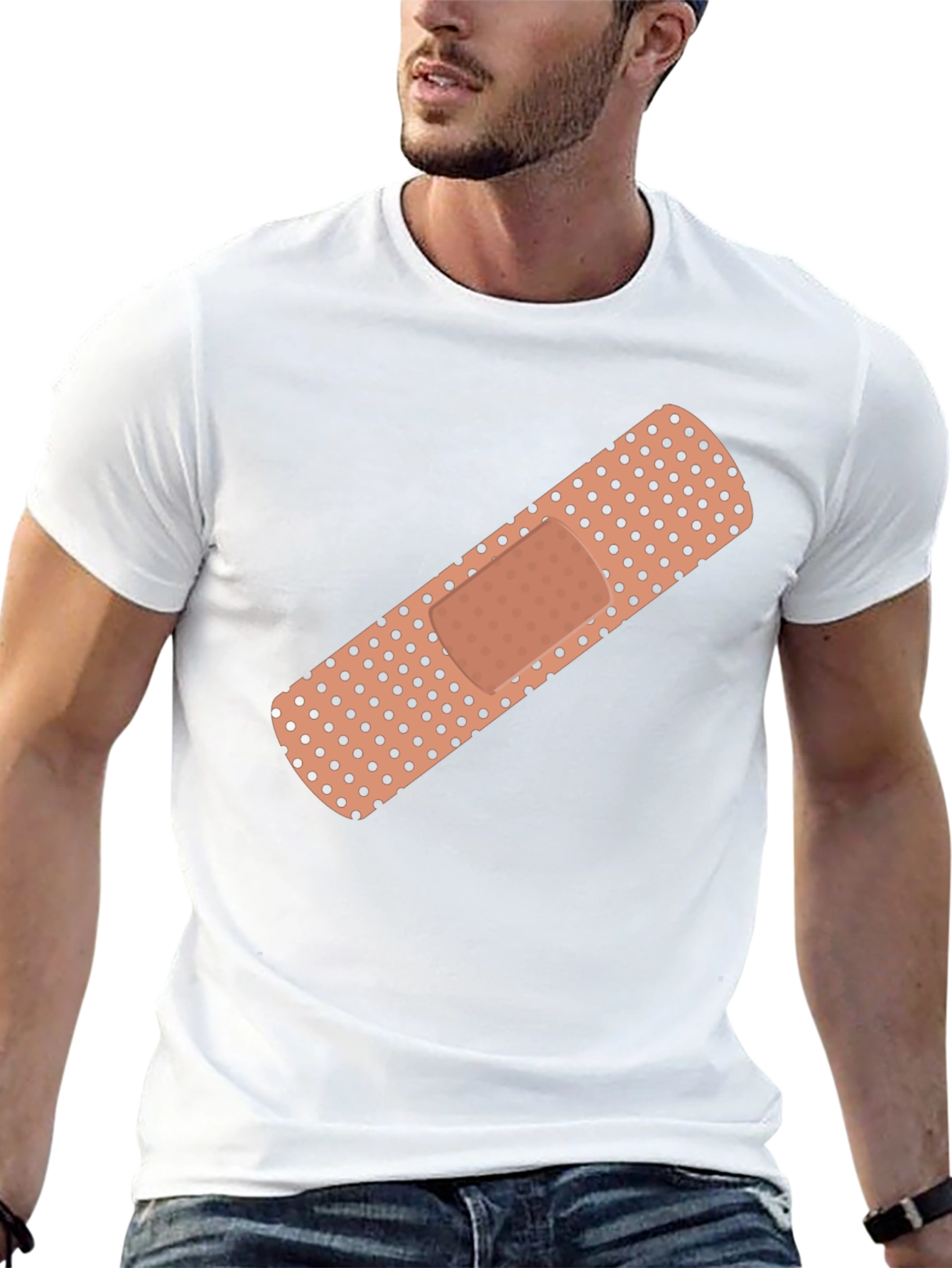 Novelty Bandage Graphic Tee - Stylish Comfort Fit
