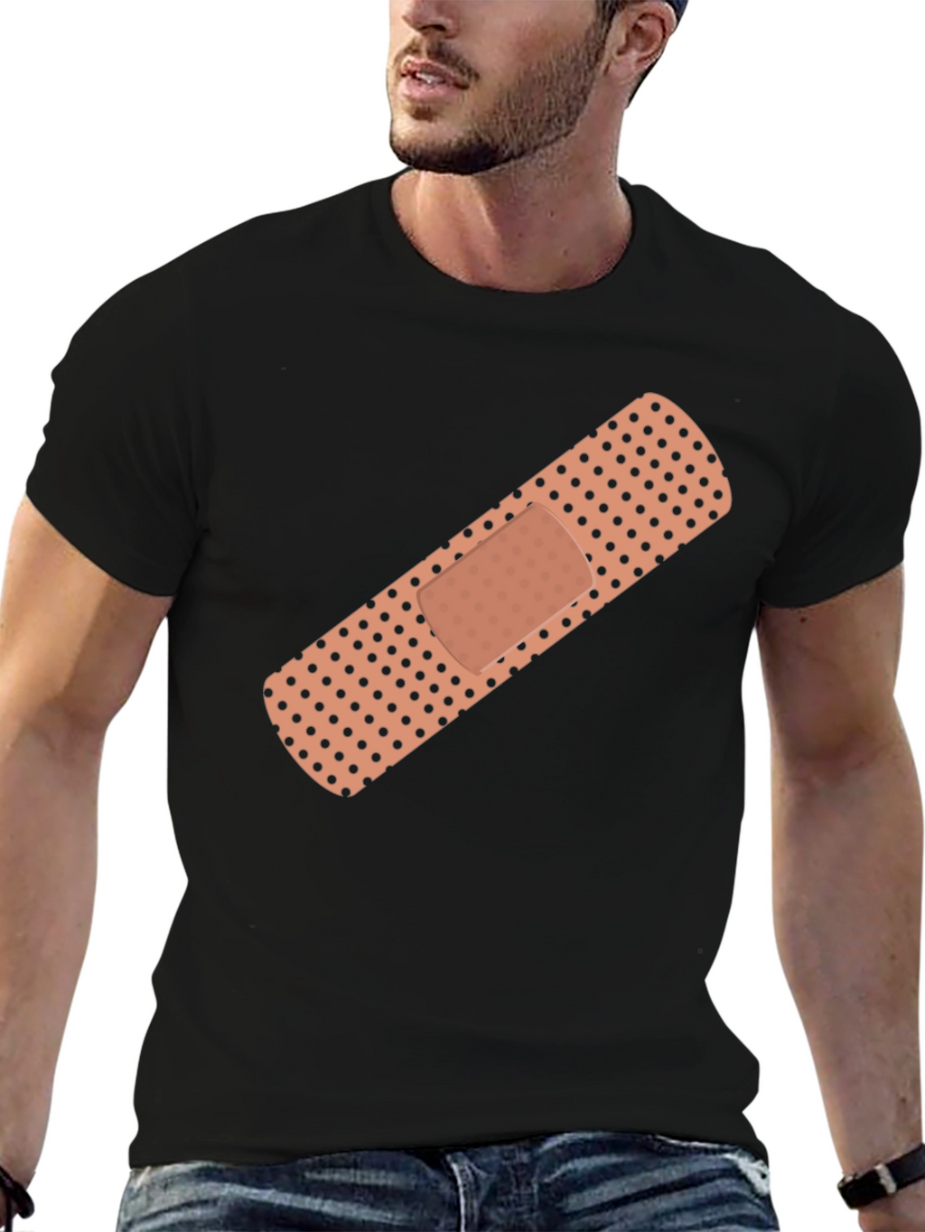 Novelty Bandage Graphic Tee - Stylish Comfort Fit