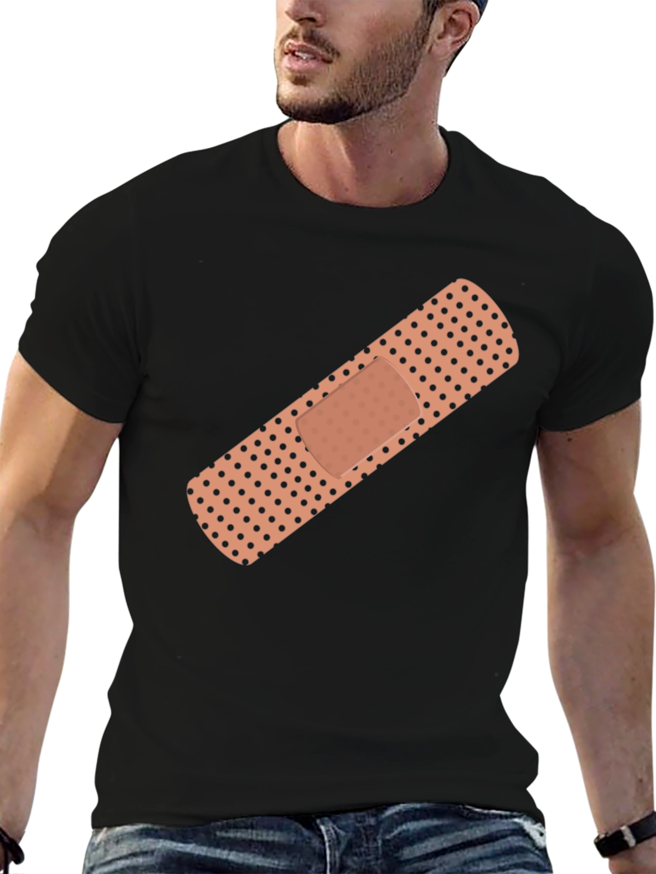 Novelty Bandage Graphic Tee - Stylish Comfort Fit