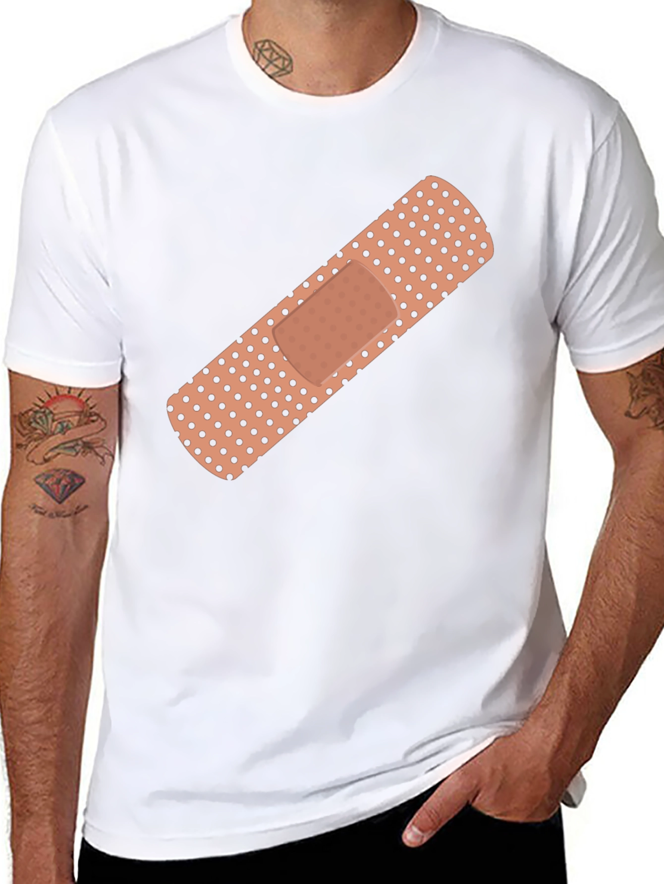 Novelty Bandage Graphic Tee - Stylish Comfort Fit
