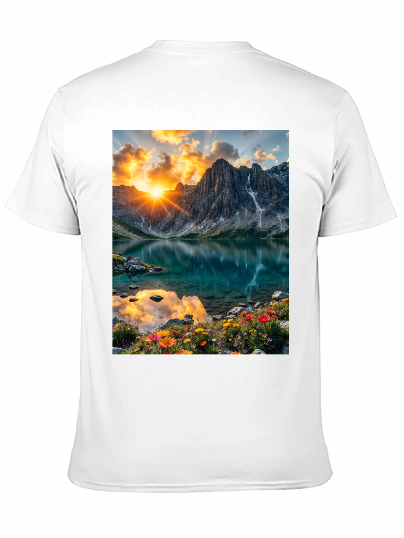 Mountain Lake Scene Graphic T-Shirt