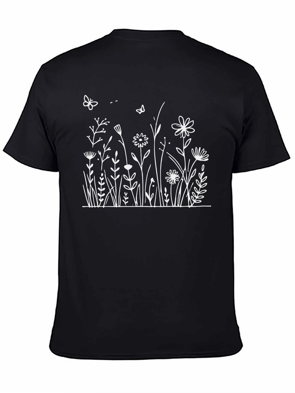 Floral Meadow Graphic Tee - Black Unisex Shirt