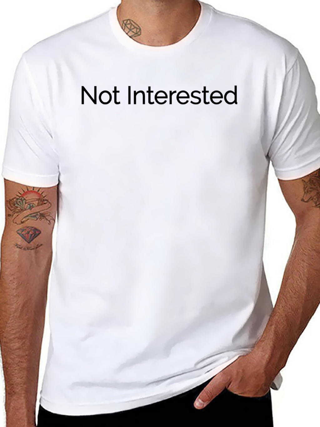 Not Interested Black T-Shirt - Casual Wear
