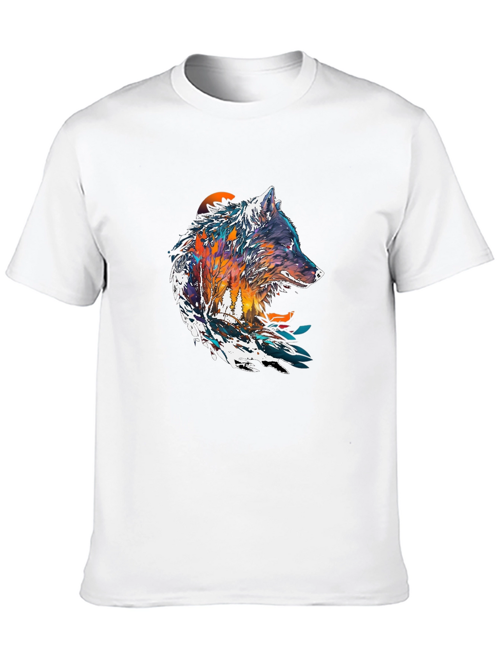Artistic Wolf Graphic Black T-Shirt - Unique Design