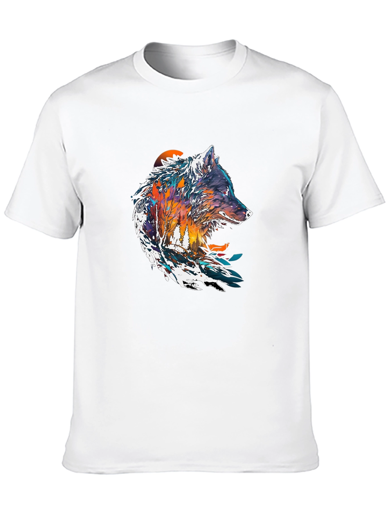 Artistic Wolf Graphic Black T-Shirt - Unique Design