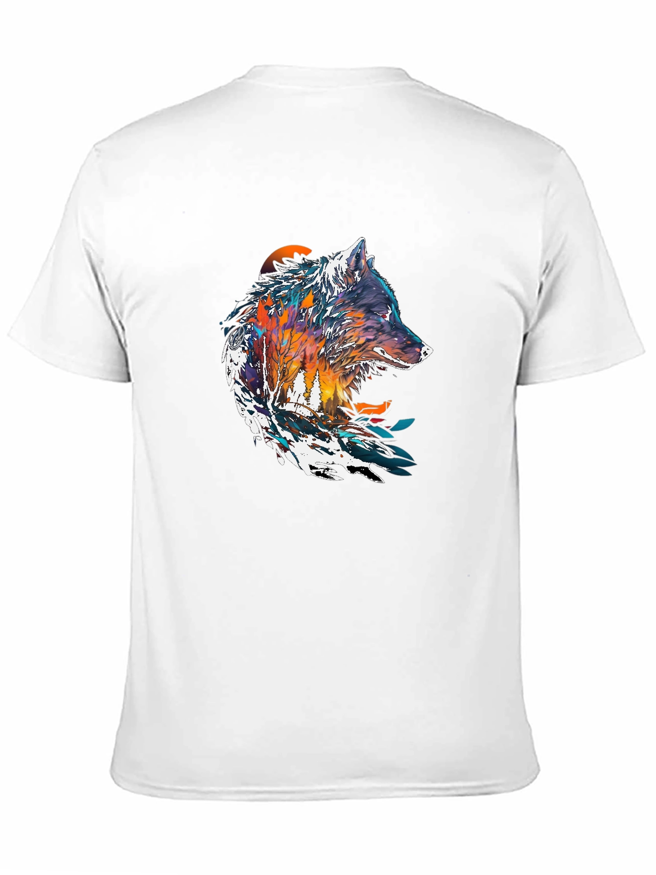 Artistic Wolf Graphic Black T-Shirt - Unique Design