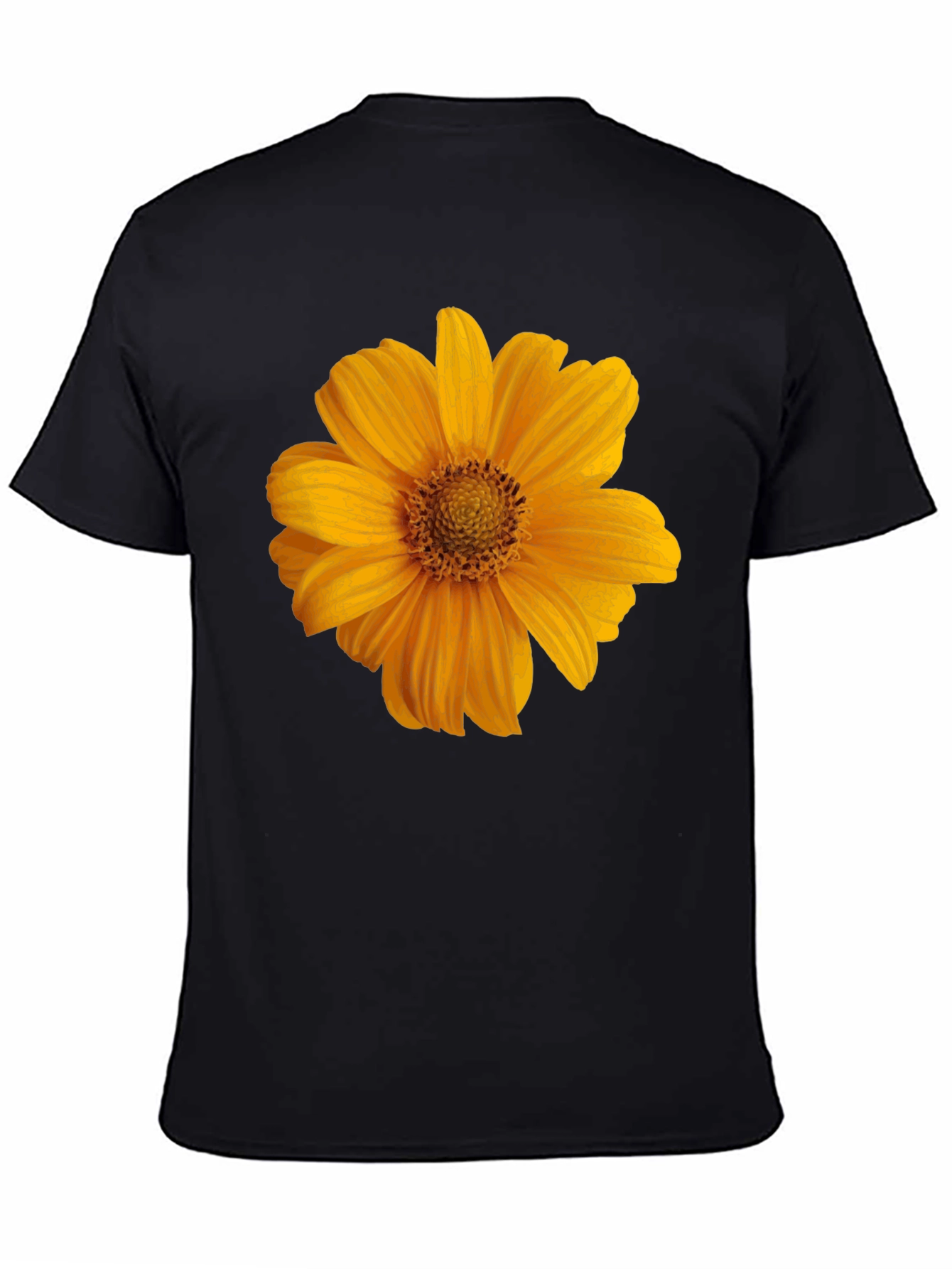 Black T-Shirt with Yellow Flower Graphic