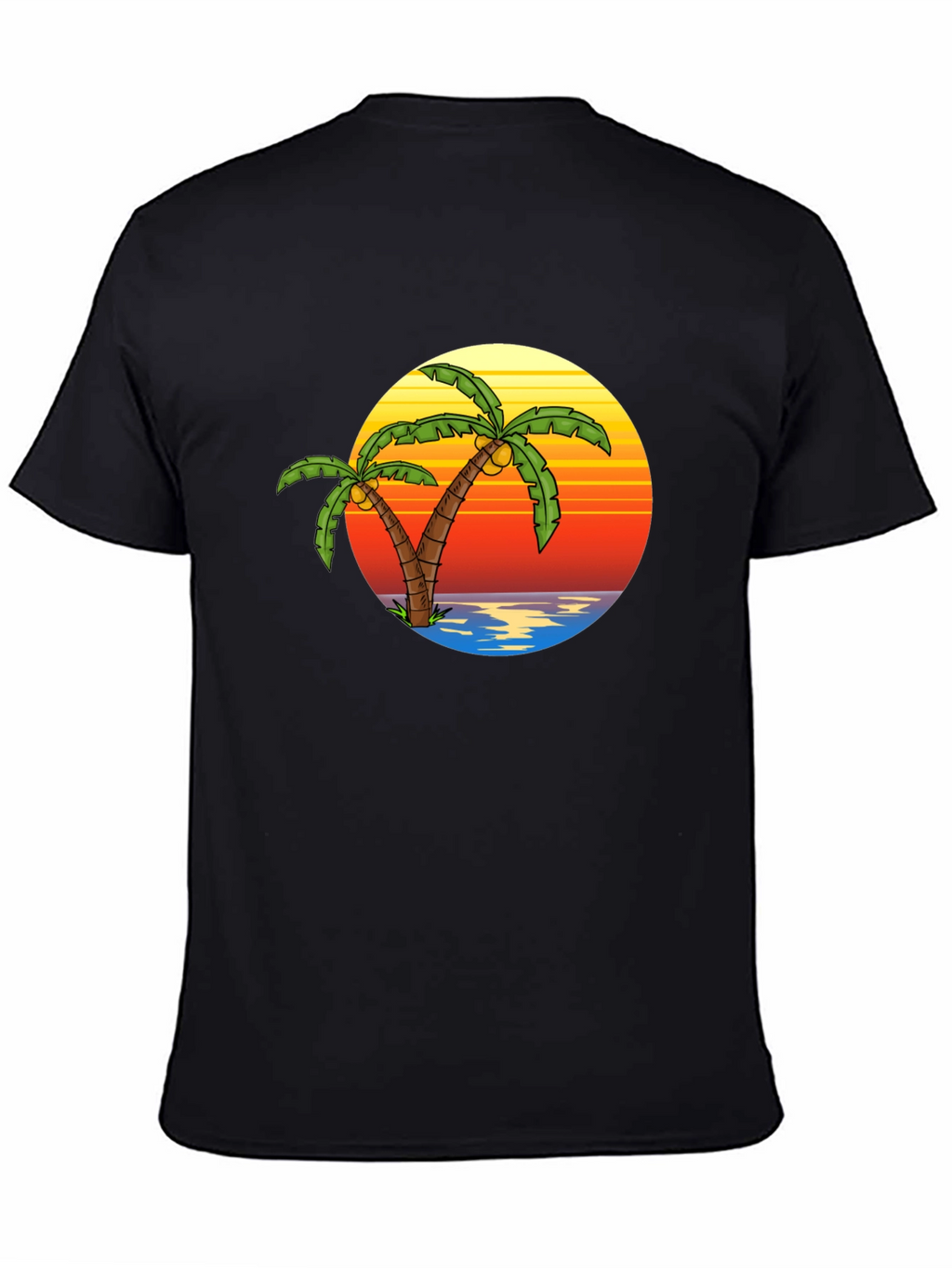 Tropical Palm Tree Sunset Black T-Shirt