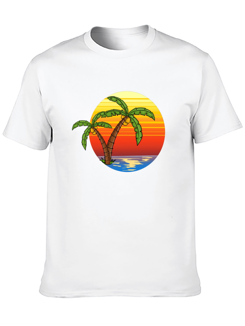 Tropical Palm Tree Sunset Black T-Shirt