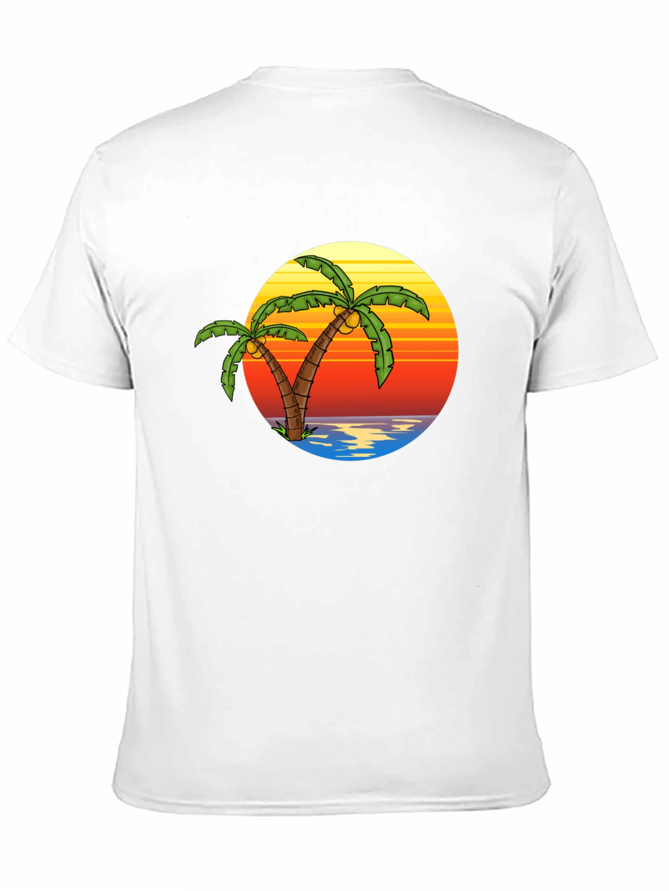 Tropical Palm Tree Sunset Black T-Shirt