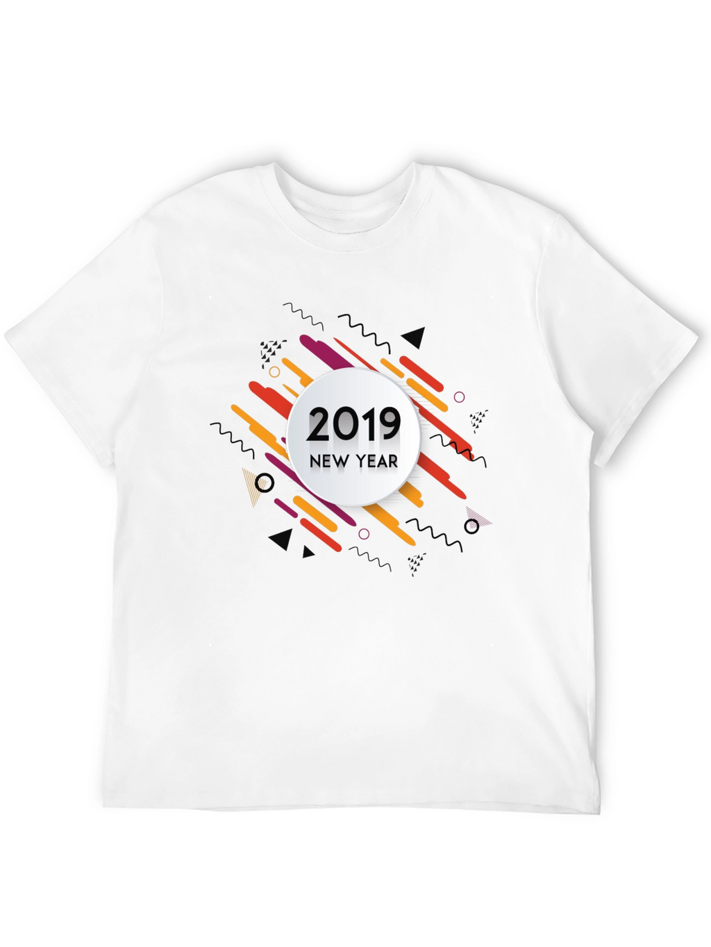 New Year 2019 Graphic Print Black T-Shirt