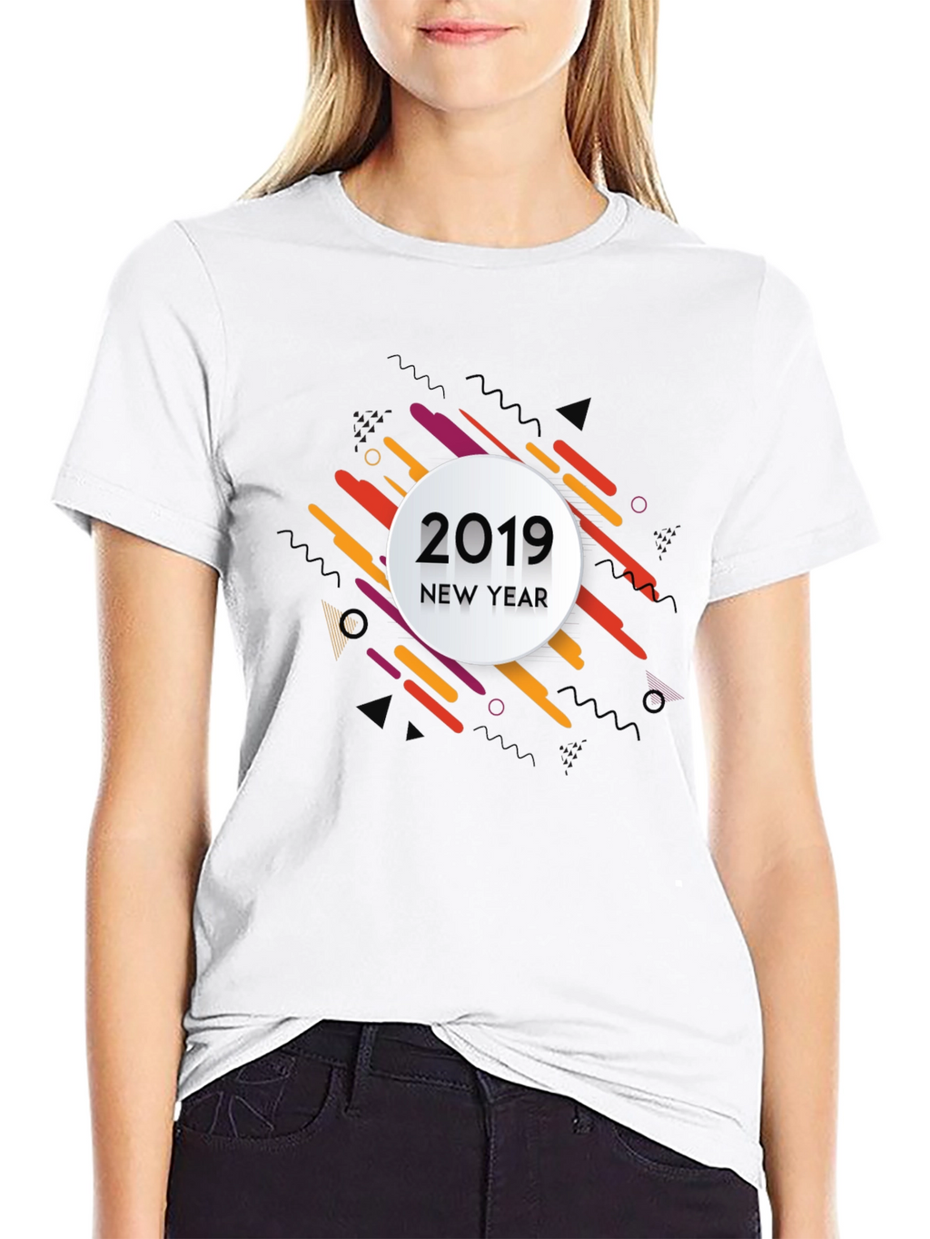 New Year 2019 Graphic Print Black T-Shirt