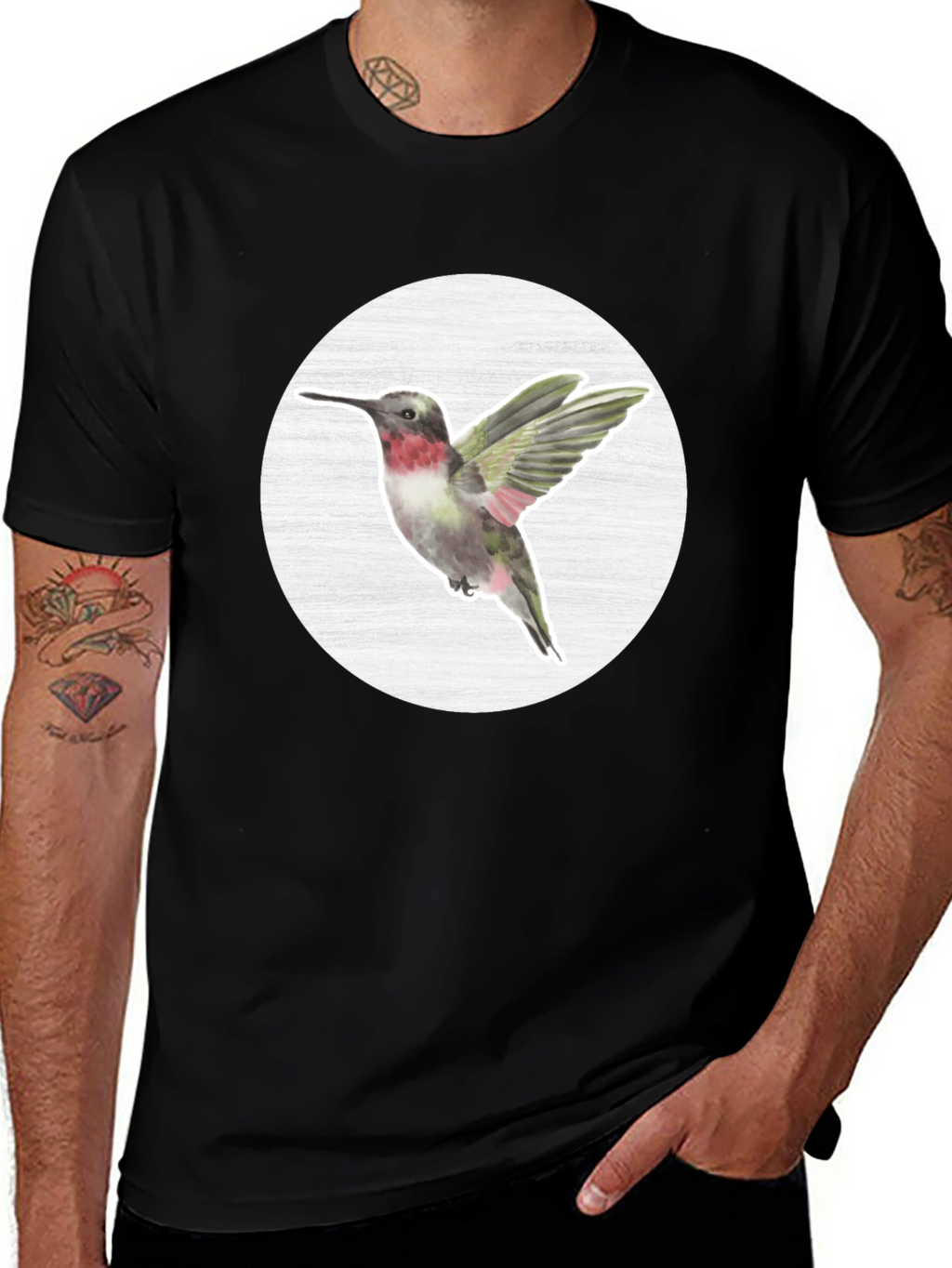 Hummingbird Graphic Tee - Nature Inspired Mens T-Shirt