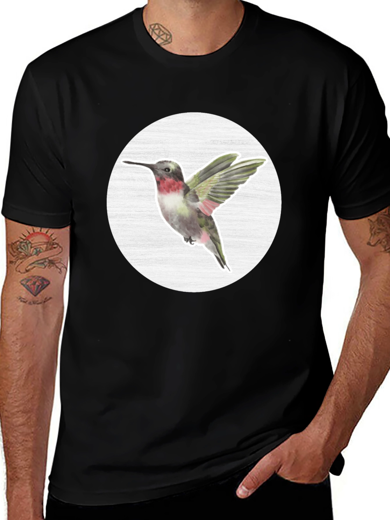 Hummingbird Graphic Tee - Nature Inspired Mens T-Shirt