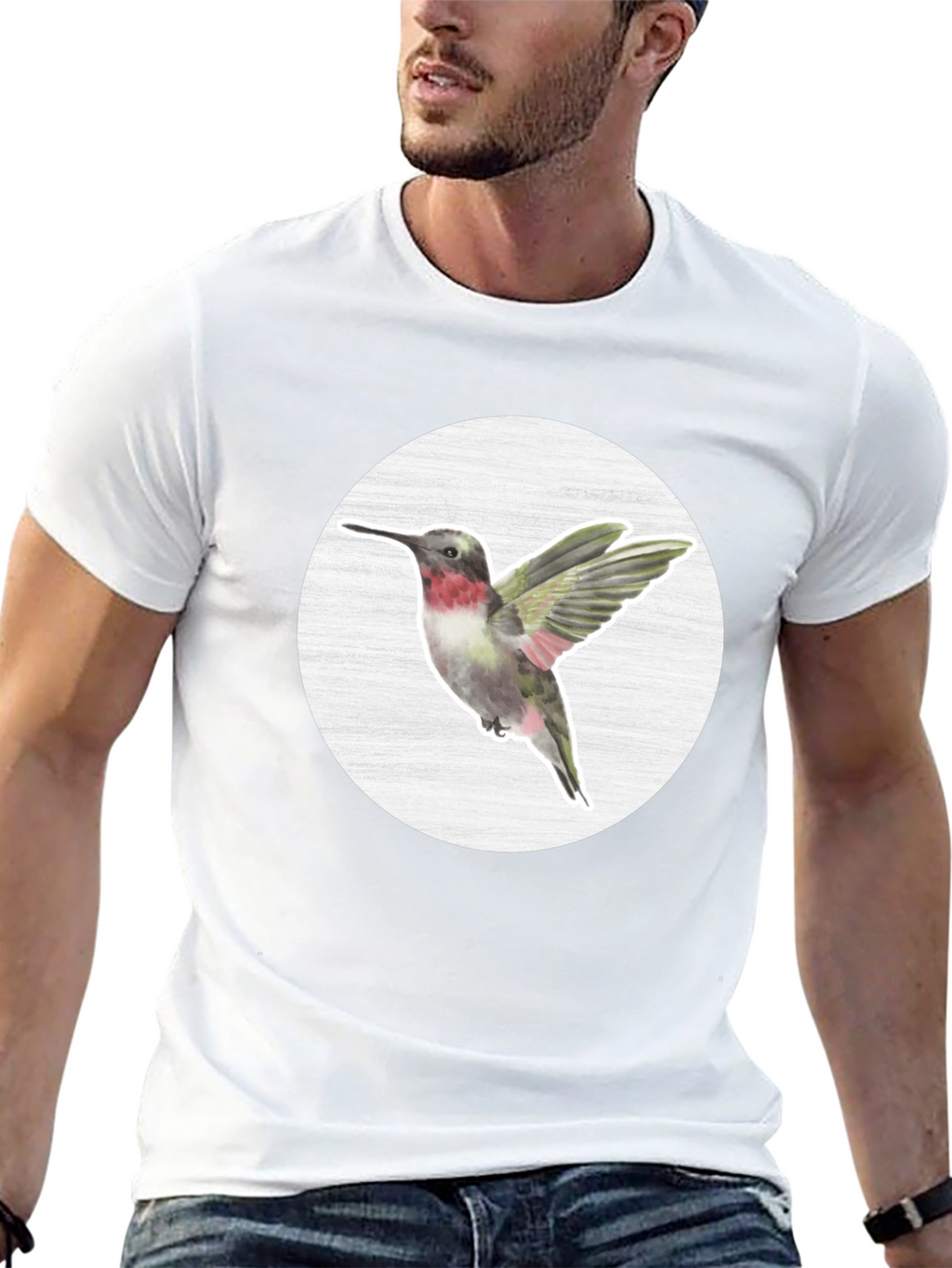 Hummingbird Graphic Tee - Nature Inspired Mens T-Shirt