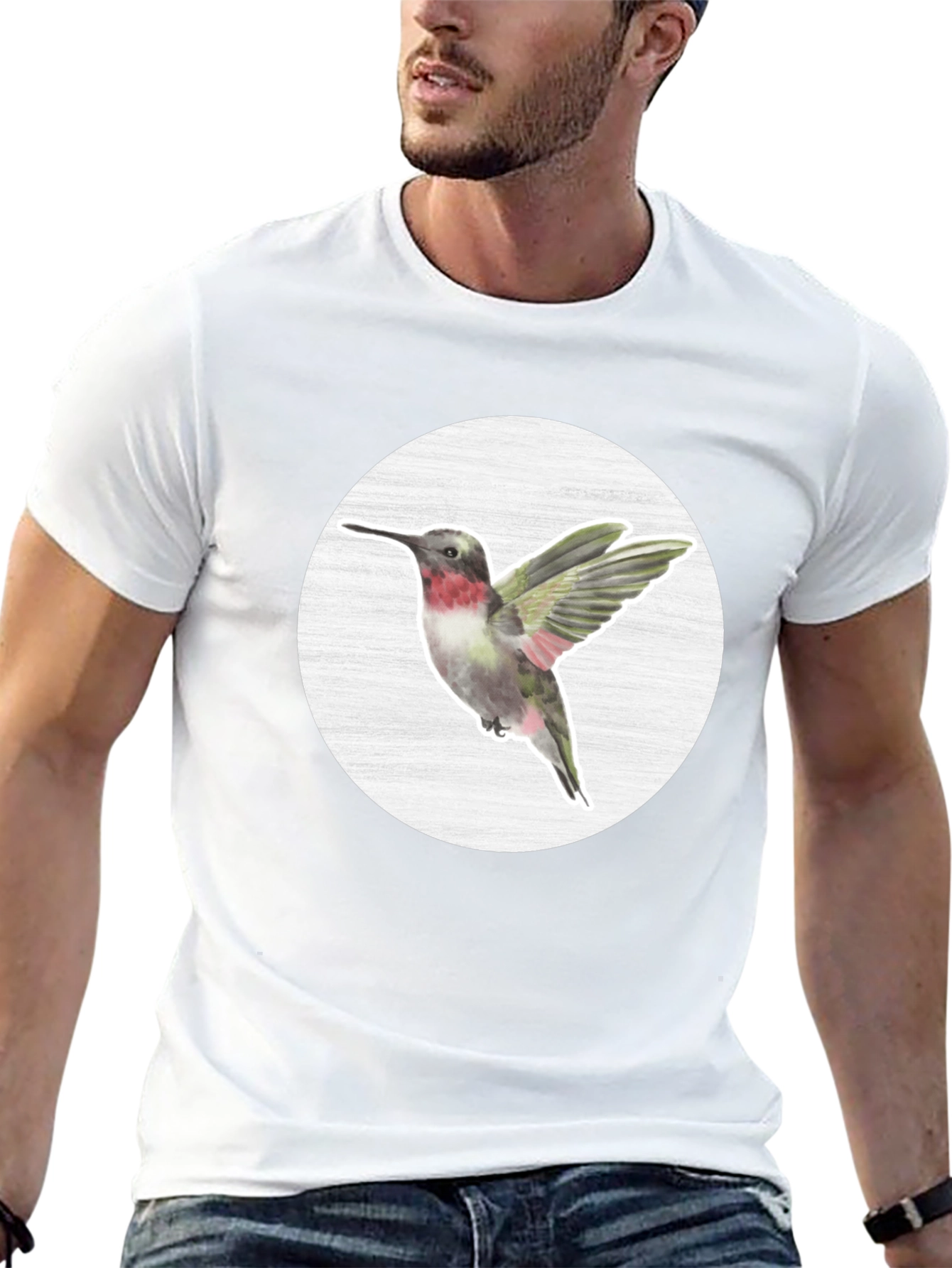 Hummingbird Graphic Tee - Nature Inspired Mens T-Shirt