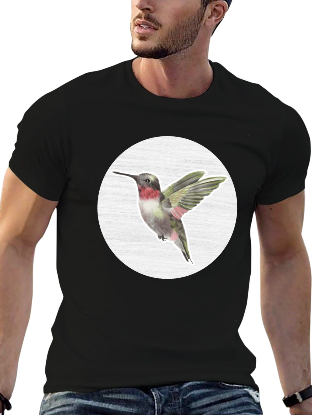 Hummingbird Graphic Tee - Nature Inspired Mens T-Shirt