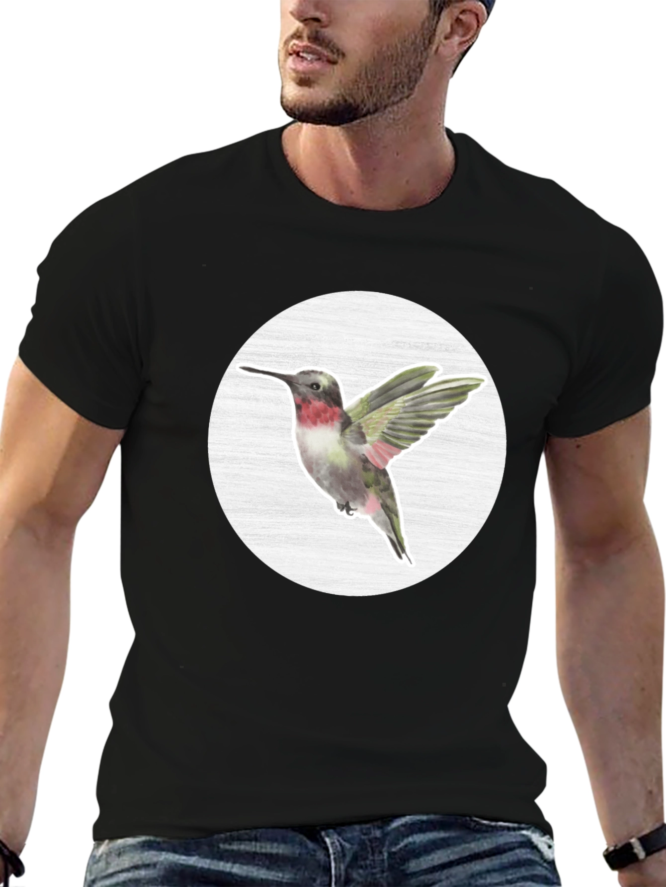 Hummingbird Graphic Tee - Nature Inspired Mens T-Shirt