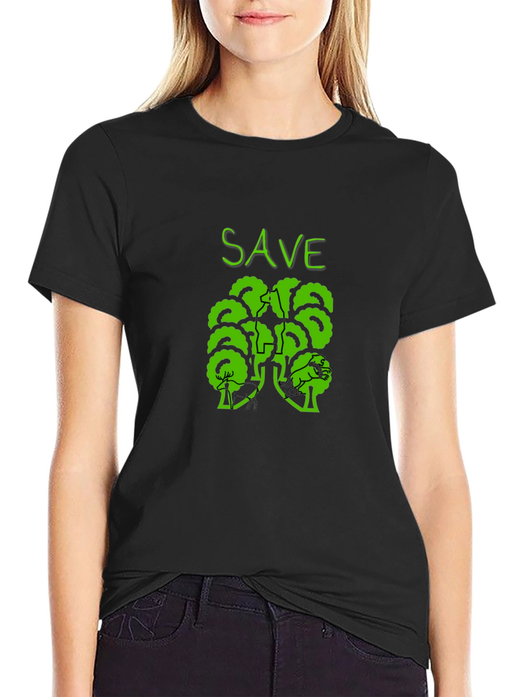 Eco-Friendly Save Trees Graphic Tee - Black