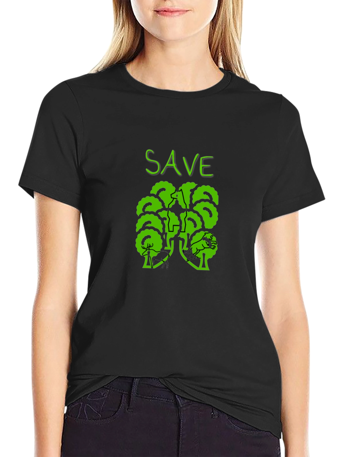Eco-Friendly Save Trees Graphic Tee - Black