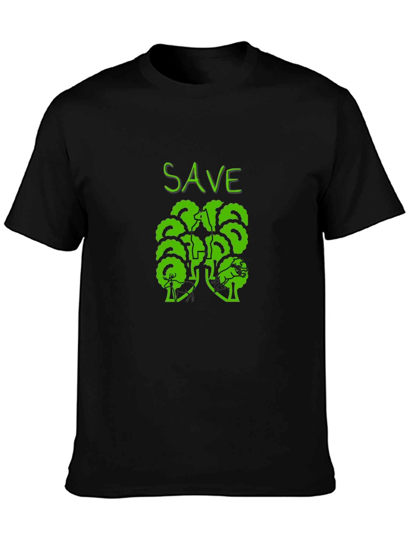 Eco-Friendly Save Trees Graphic Tee - Black