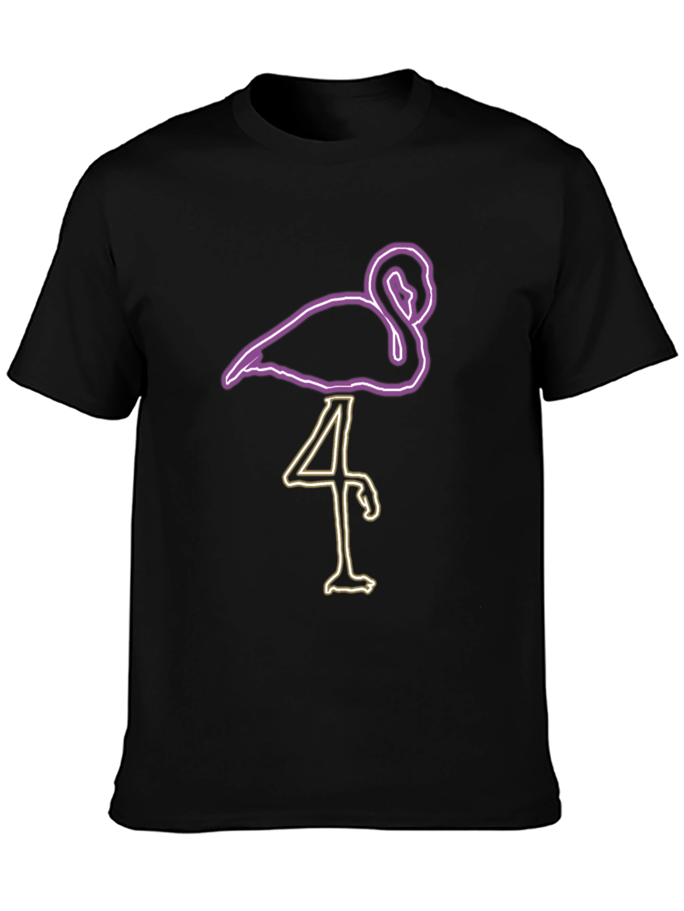 Neon Flamingo Graphic Tee - Black