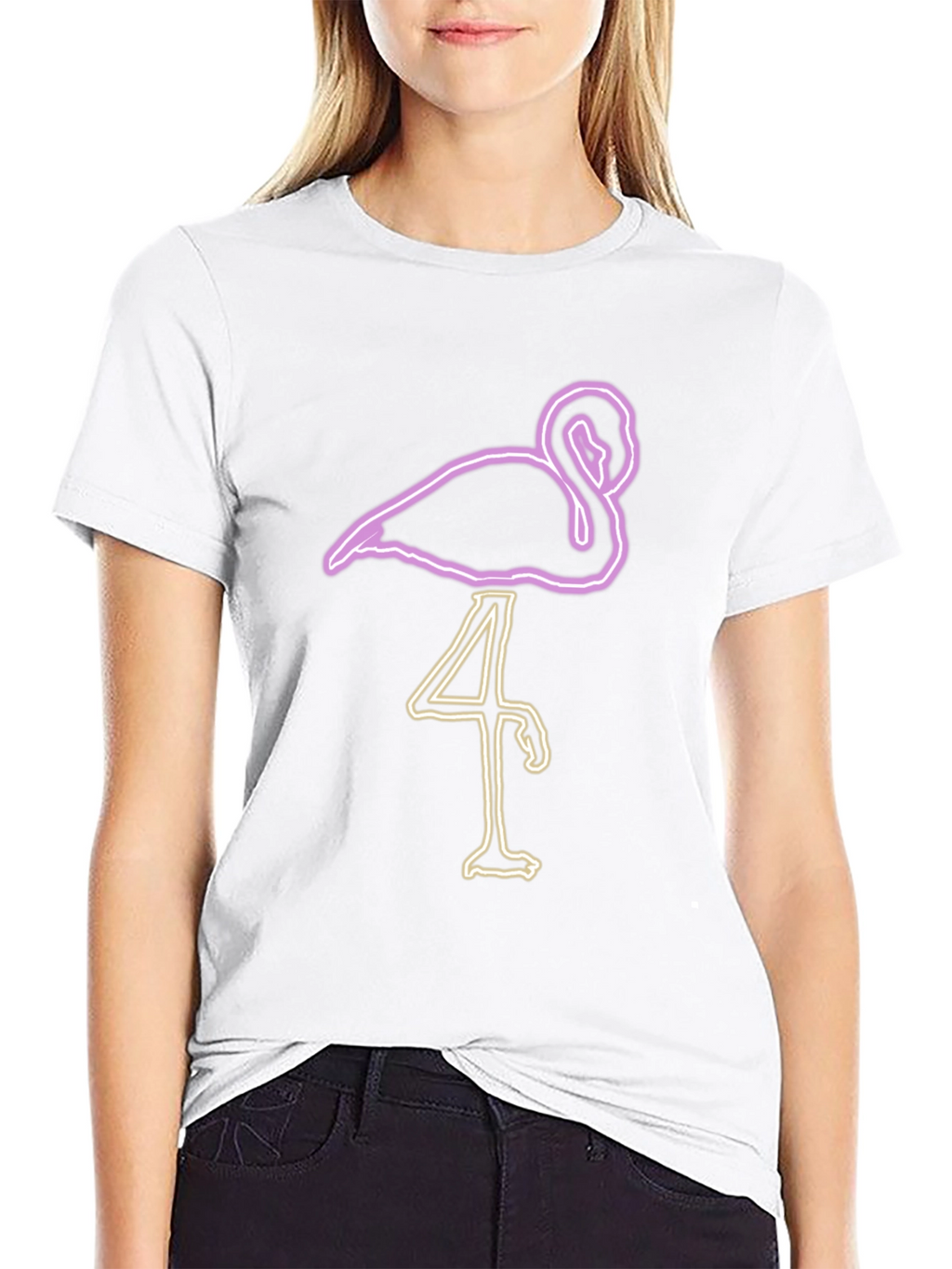 Neon Flamingo Graphic Tee - Black