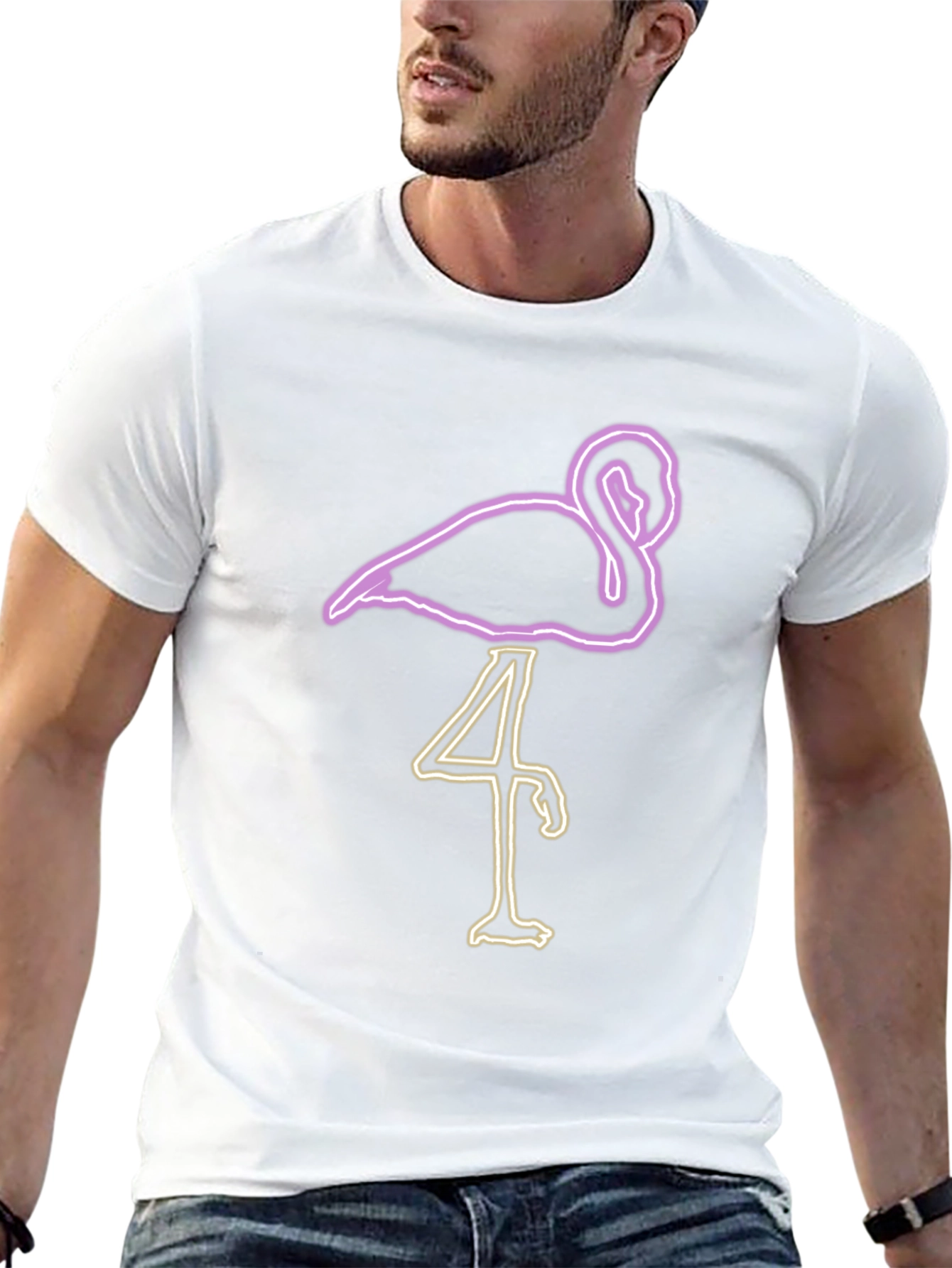 Neon Flamingo Graphic Tee - Black