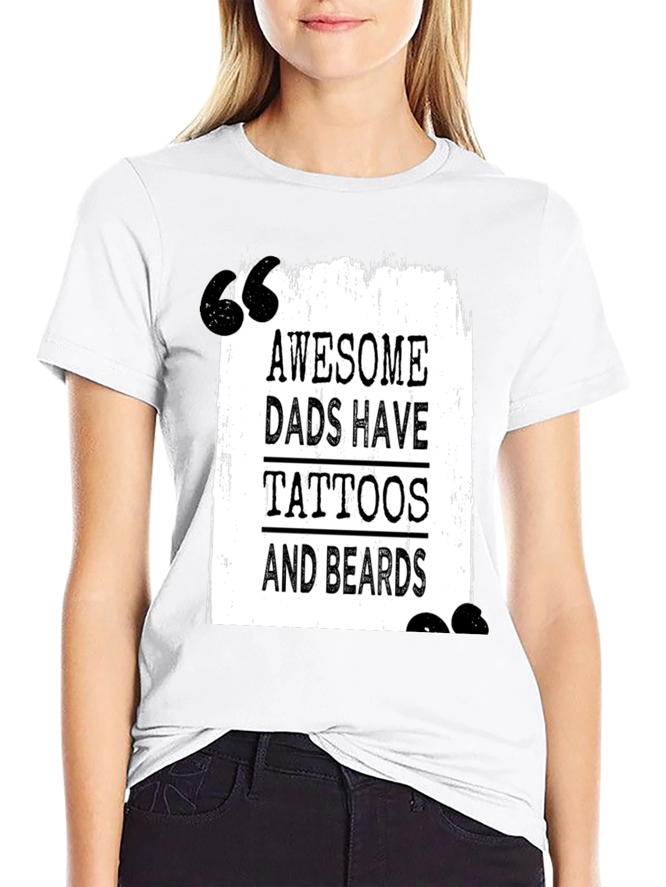 Awesome Dads Tattoo & Beard Black T-Shirt