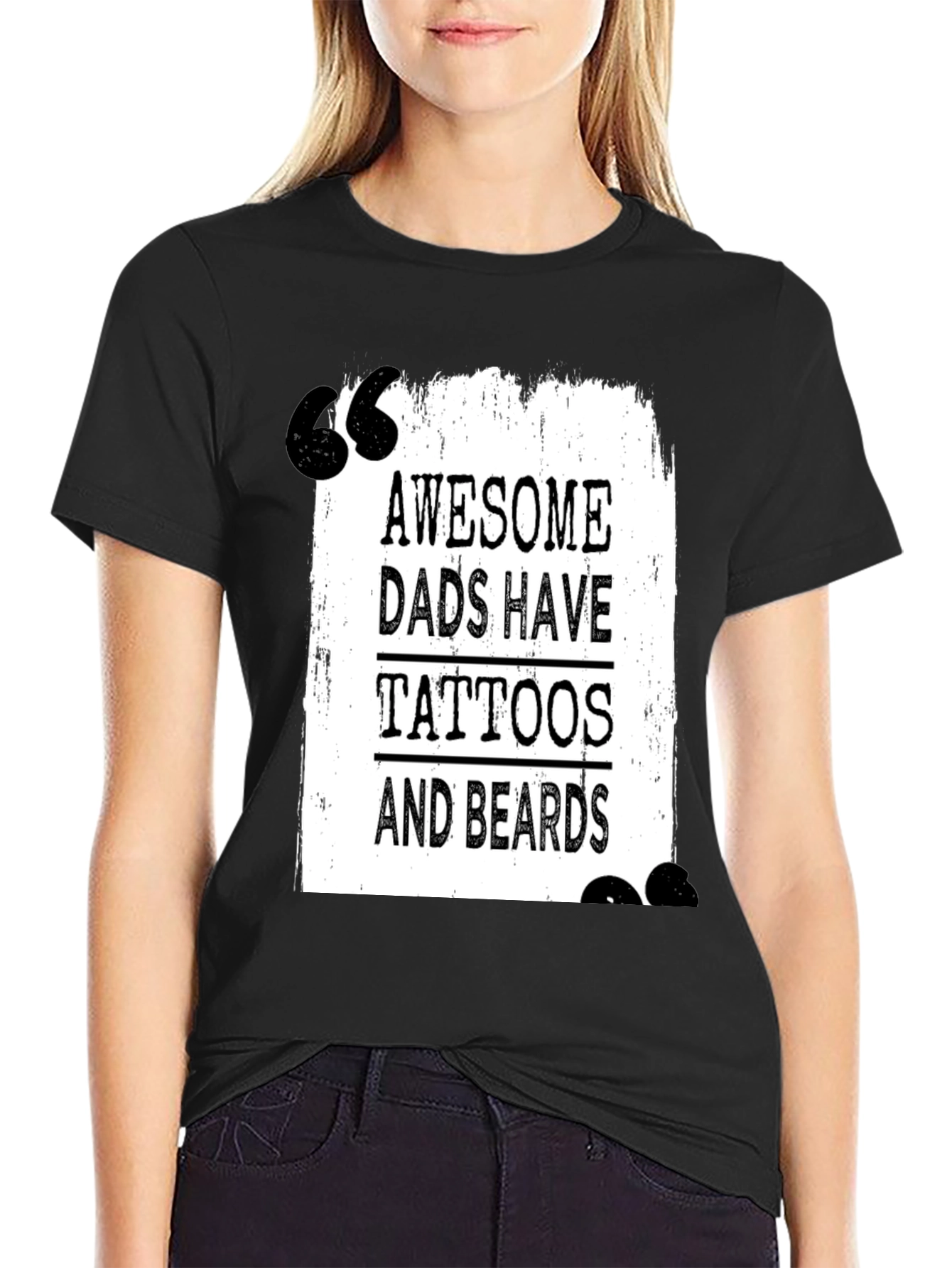 Awesome Dads Tattoo & Beard Black T-Shirt