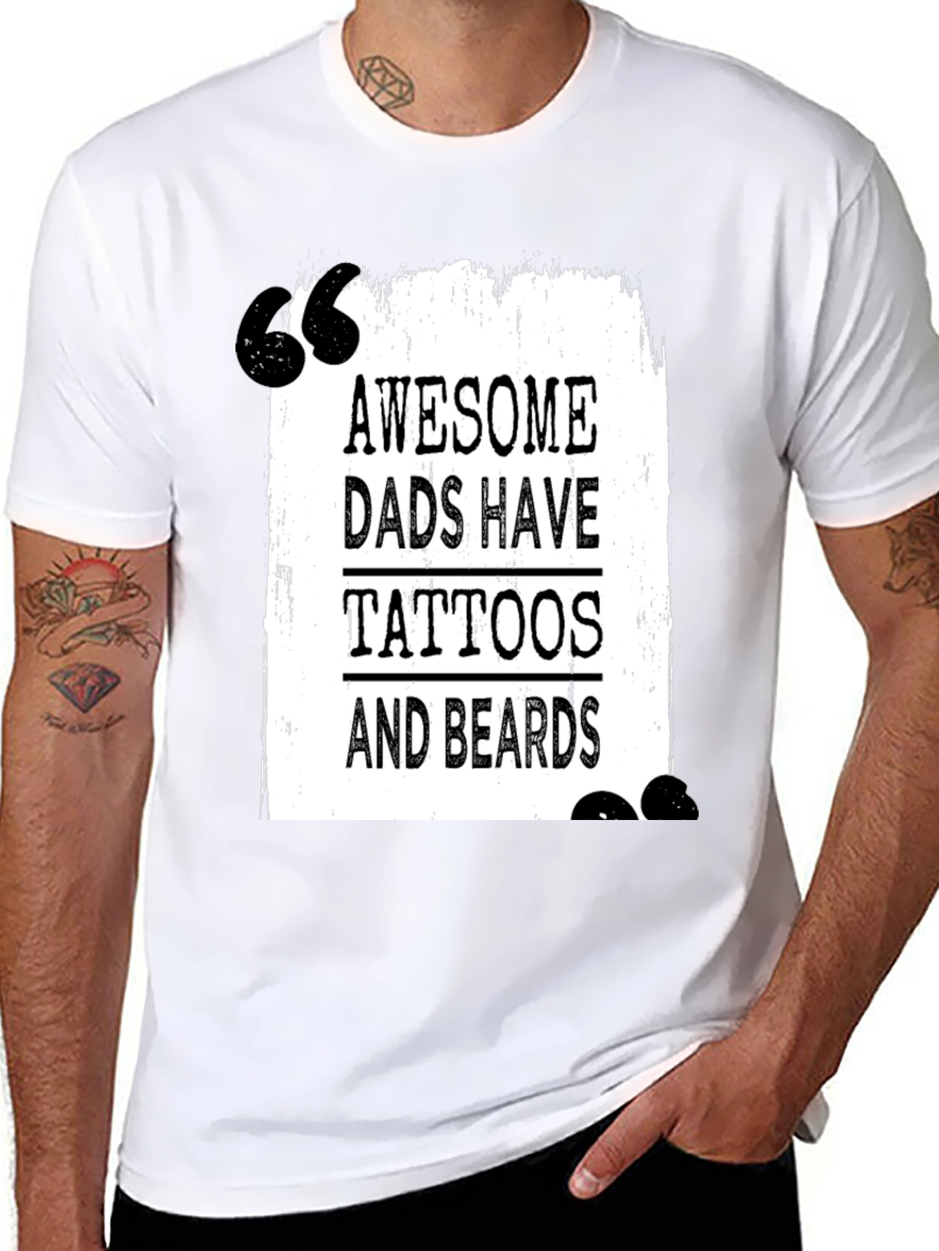 Awesome Dads Tattoo & Beard Black T-Shirt