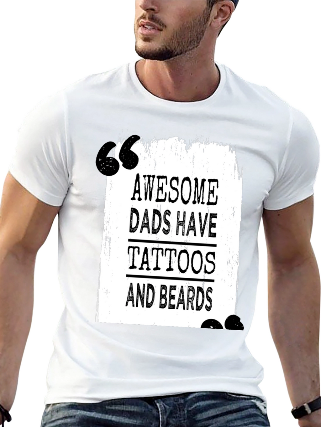 Awesome Dads Tattoo & Beard Black T-Shirt