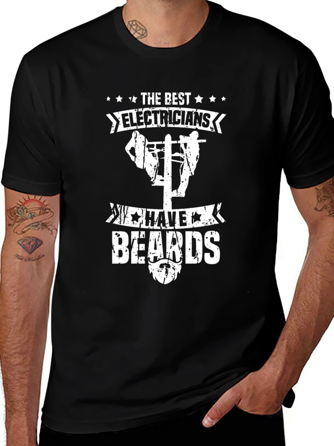 Bearded Electrician T-Shirt Funny Lineman Tee