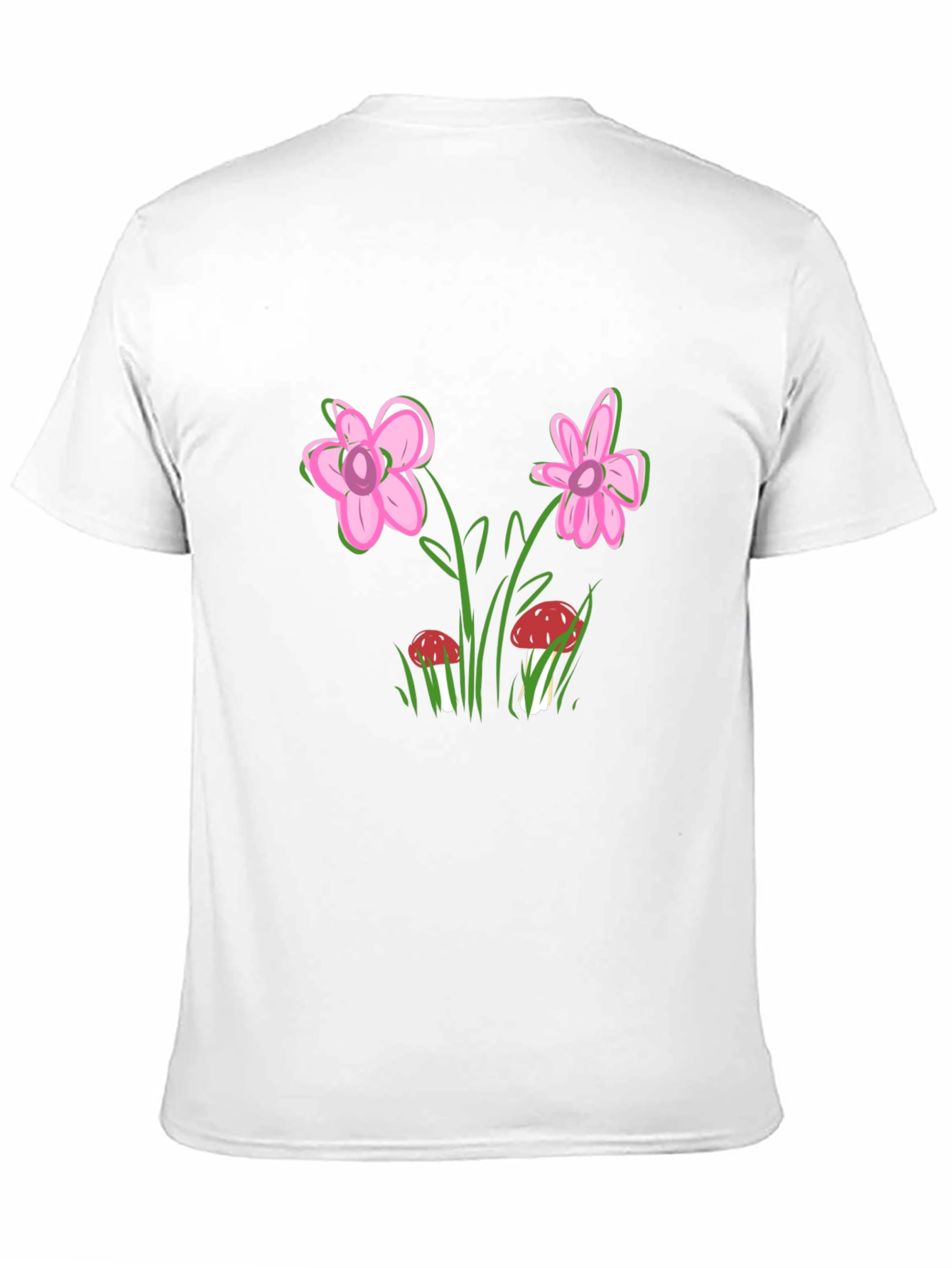 Floral Mushroom Print Black T-Shirt