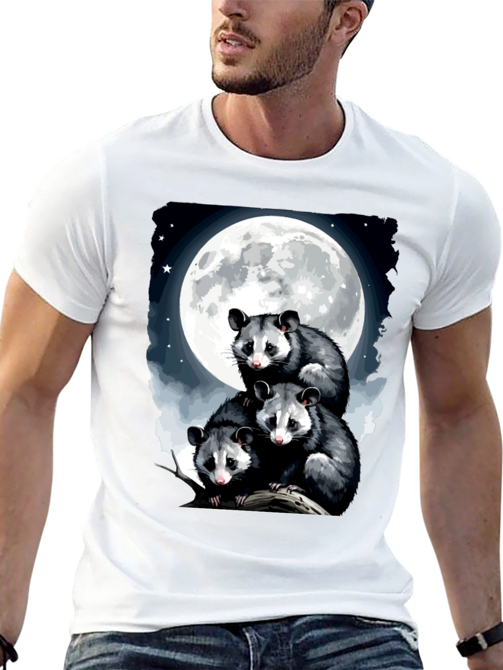 Opossum Moon Graphic Tee | Mens Black T-Shirt