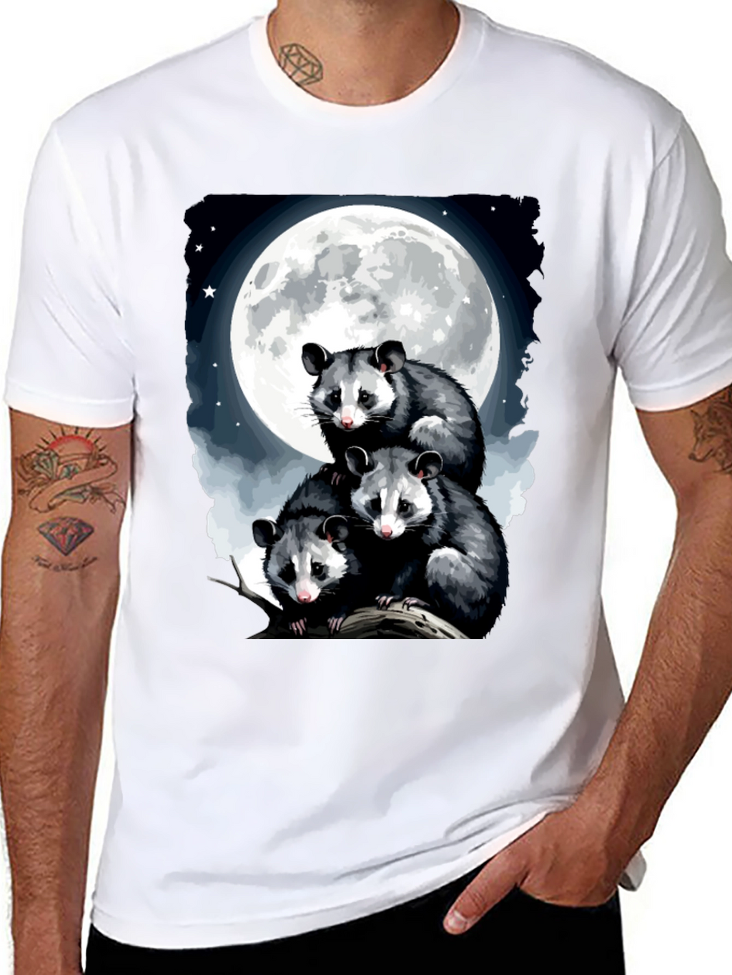 Opossum Moon Graphic Tee | Mens Black T-Shirt