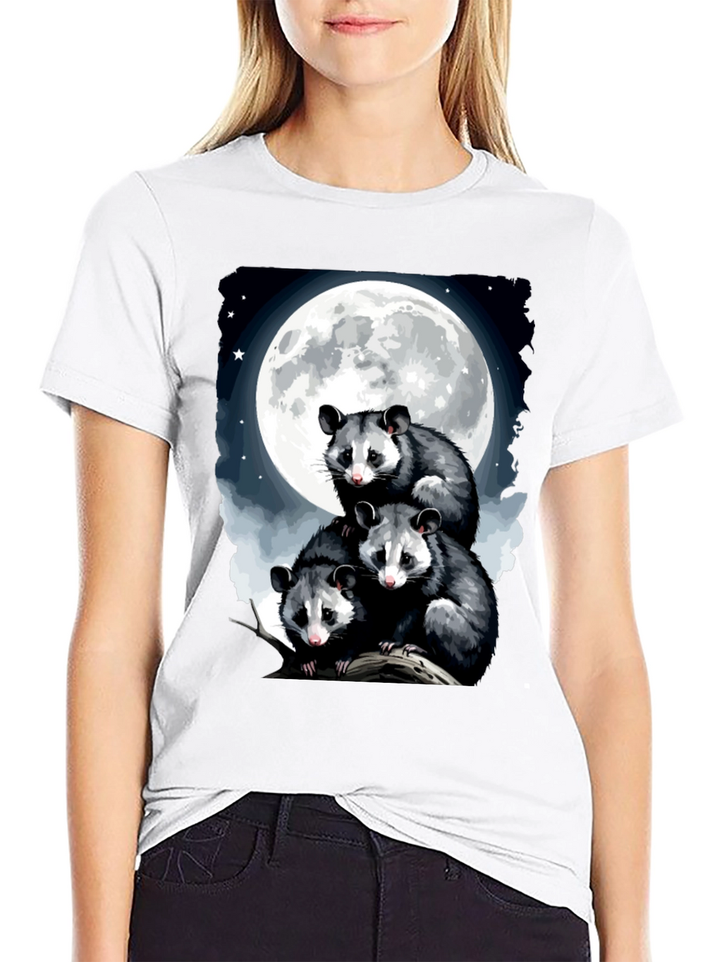 Opossum Moon Graphic Tee | Mens Black T-Shirt
