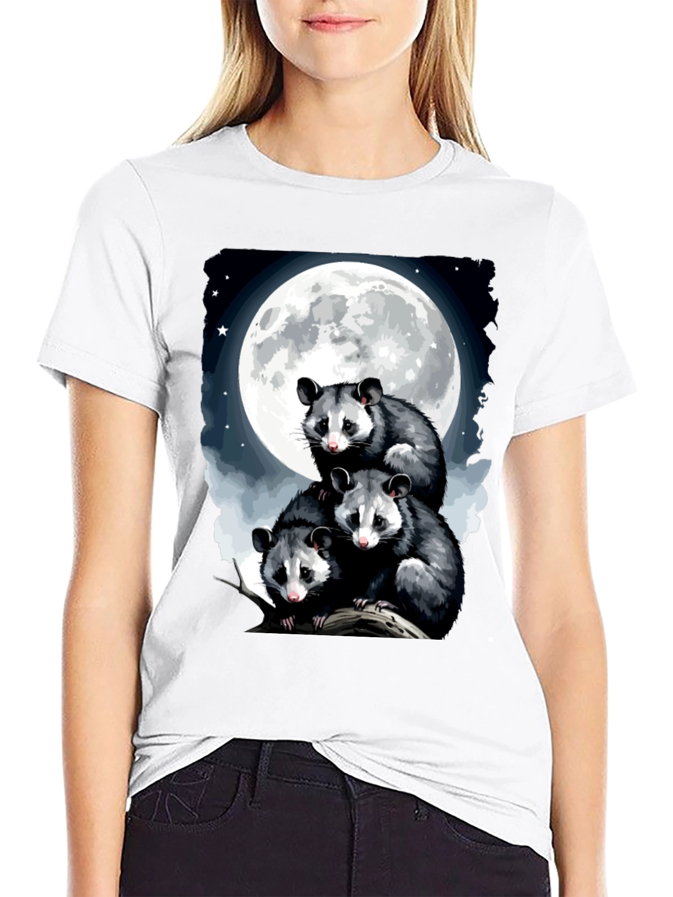 Opossum Moon Graphic Tee | Mens Black T-Shirt