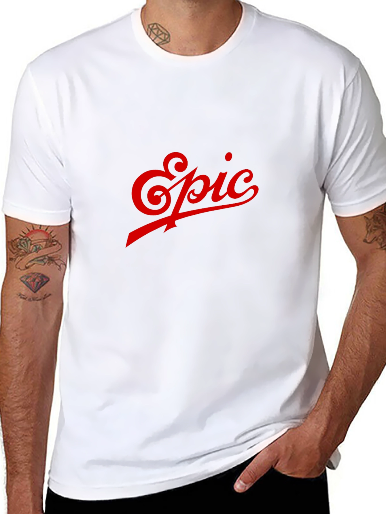 Mens Black T-Shirt with Red Epic Design