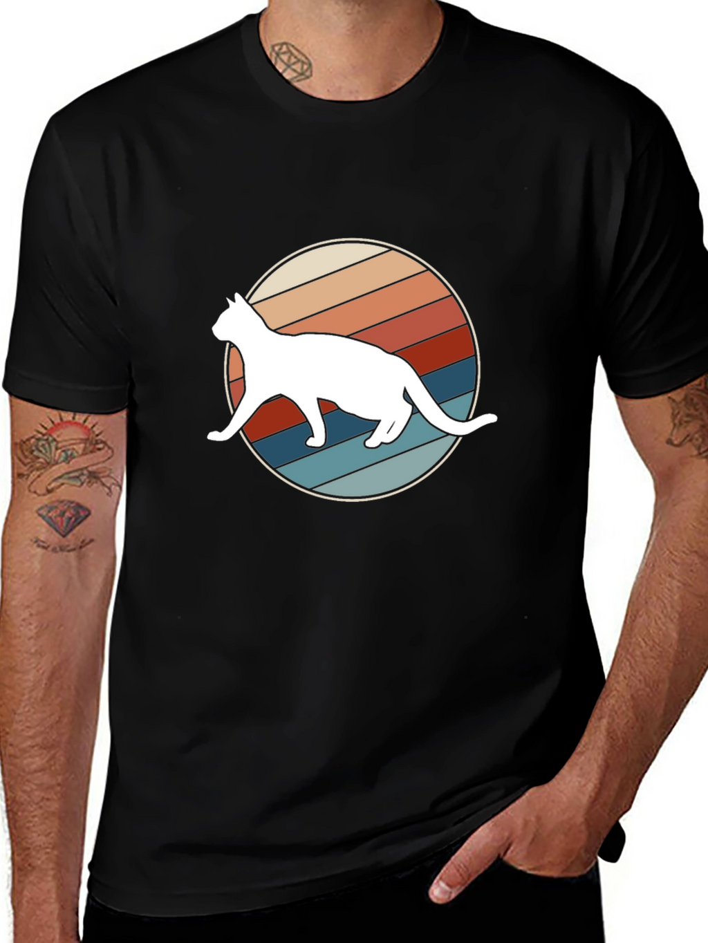 Retro Cat Graphic Tee - Cool Cat Lover Shirt