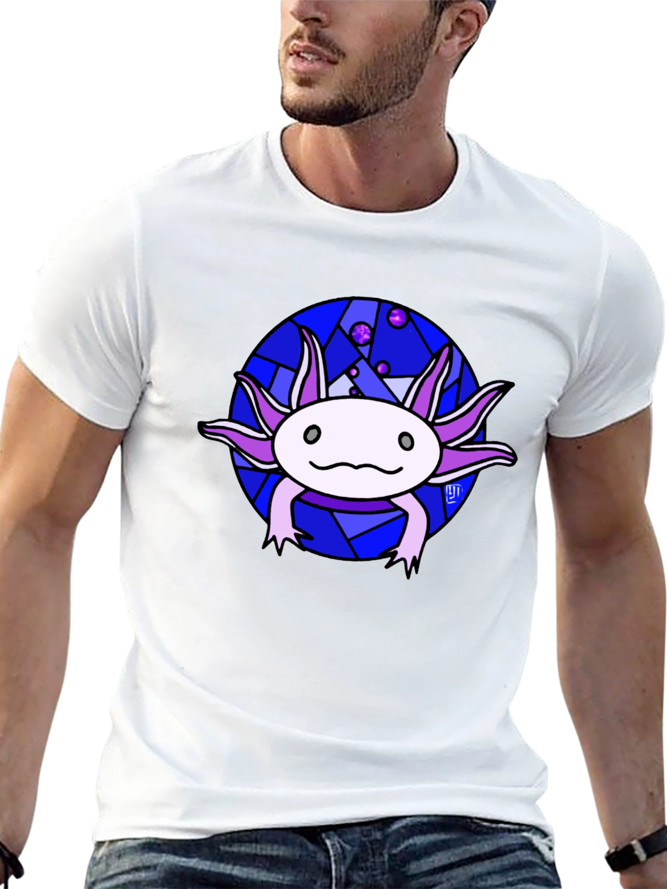 Axolotl T-Shirt - Unique Stained Glass Design