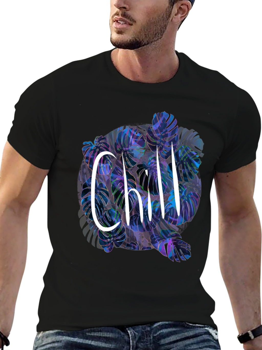 Chill Monstera Leaf Graphic Tee - Relaxed Fit
