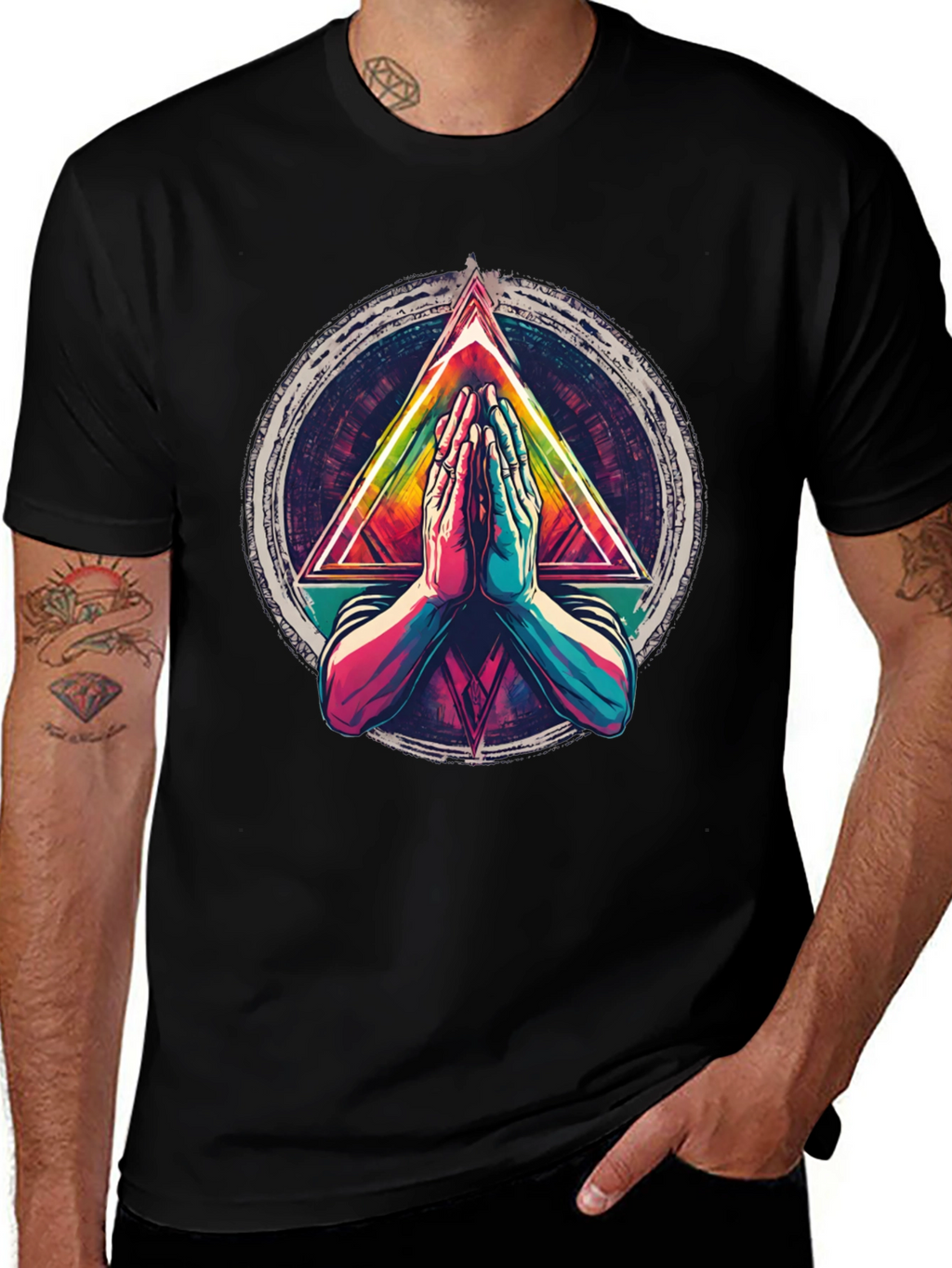Geometric Hands Black T-Shirt