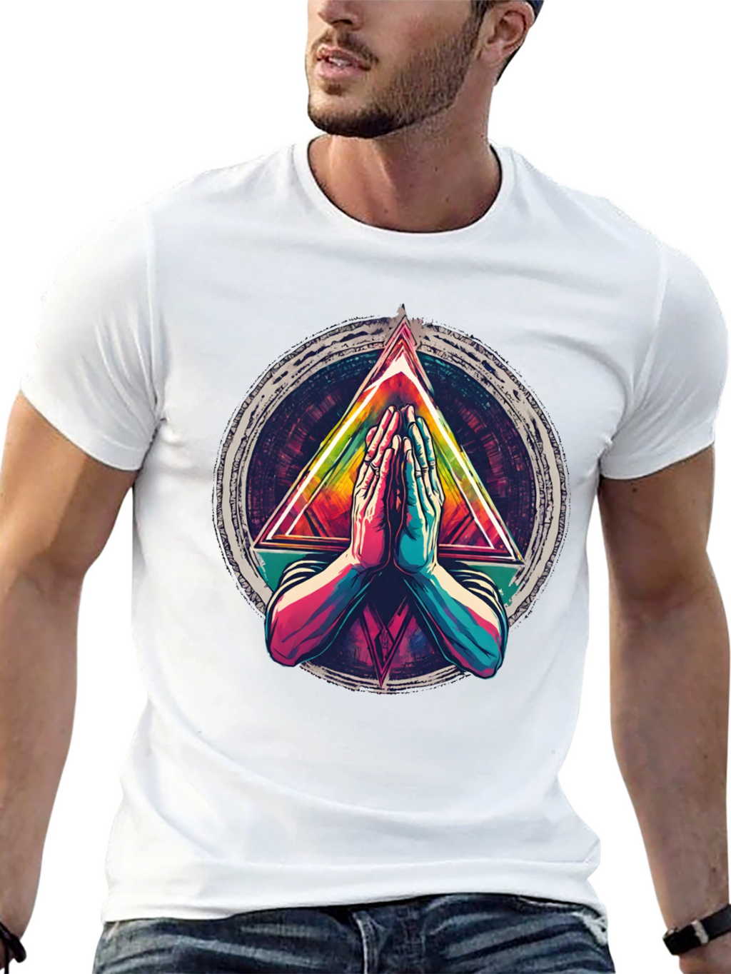 Geometric Hands Black T-Shirt